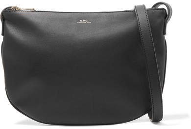 Maelys Leather Shoulder Bag - Black