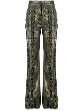 Kim Shui crocodile-effect lace-up Trousers - Farfetch