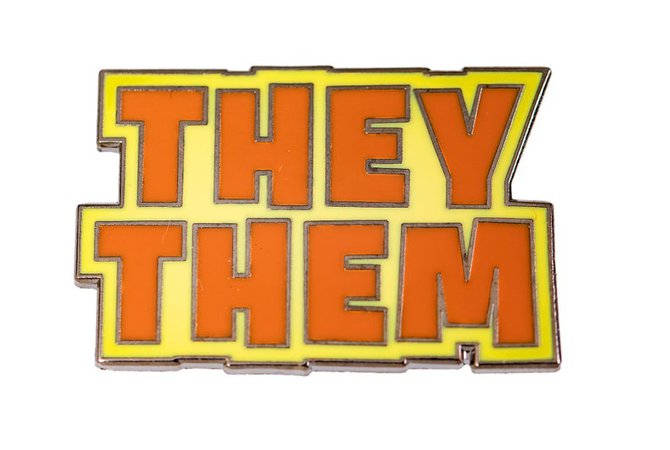 They / Them Nonbinary Enamel Pronoun Pin in Bold Orange and | Etsy