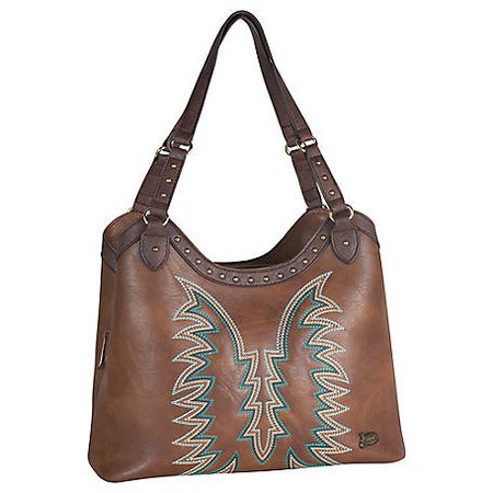 Justin Tote Western Bag, Caramel With Turquoise Stitching at Tractor Supply Co.