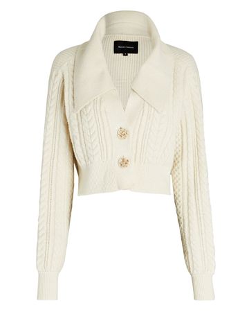 Magali Pascal Evie Cable-Knit Cardigan In Ivory | INTERMIX®
