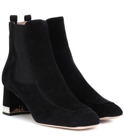 MIU MIU Embellished suede ankle boots