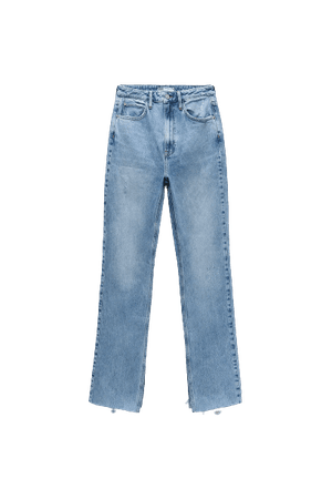 zara lightwash jeans slit