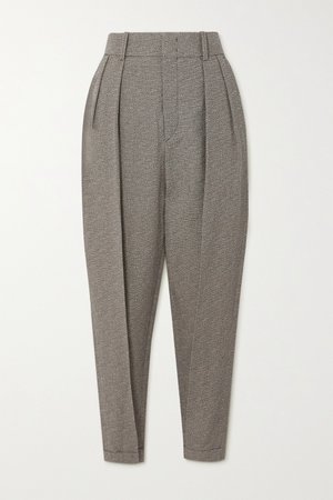 Gray Oceyo pleated woven tapered pants | Isabel Marant | NET-A-PORTER
