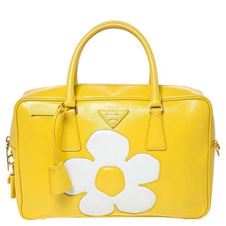 prada daisy yellow satchel bag