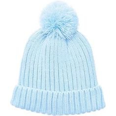 Woolen hat, pompom, sky blue