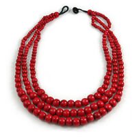 Red Wood Bead Necklace - 70m Long 689241312105 | eBay