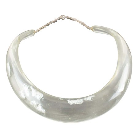 Resin Bib Collar Necklace Silver Flakes Inclusions For Sale at 1stDibs