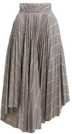 A.W.A.K.E. Mode A.w.a.k.e. Mode - Maya Checked And Pleated Cotton Blend Midi Skirt - Womens - Grey Multi