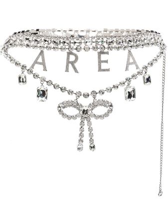 AREA crystal-embellished Logo Belt - Farfetch