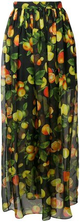 botanical print high waisted skirt