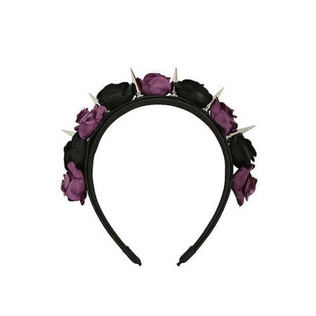 Black & Purple Roses Spiked Headband Crown