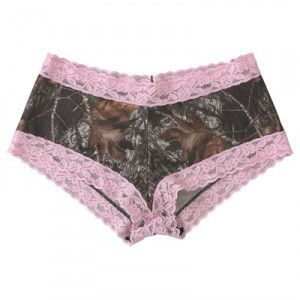 Sexy Camo Mossy Oak Break Up Boy Short Panty With Pink Lace Trim