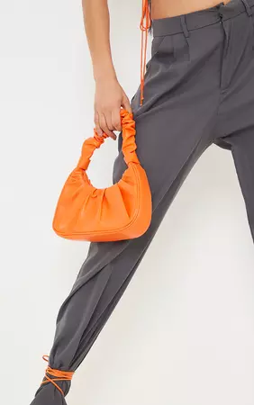Orange Extreme Ruched Handle Shoulder Bag | PrettyLittleThing USA