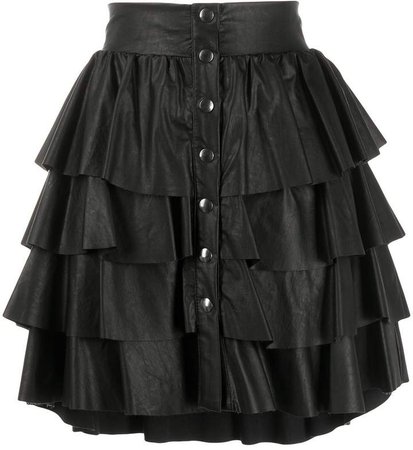 Faux-Leather Tiered Skirt