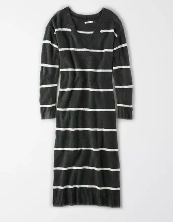AE Striped V-Neck Midi Dress
