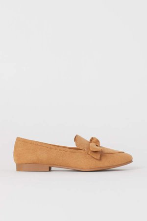 Loafers with Bow - Beige