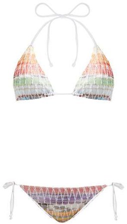 Mare - Crochet Knit Halterneck Bikini - Womens - Multi