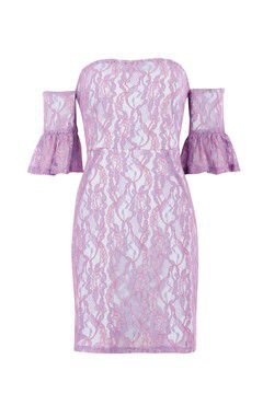 Flute Sleeve Lace Bardot Dress from Topshop