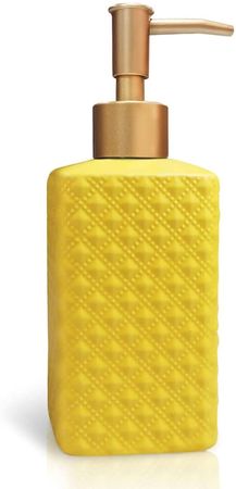 Amazon.com: Gold Soap Dispenser, Ceramic Lotion Pump Bottle with Refined and Vintage Emboss, Home Decoration for Bathroom or Kitchen (Yellow) : Home & Kitchen