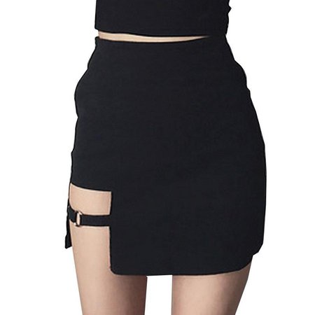 Asymmetrical Black High Waist Mini Skirt