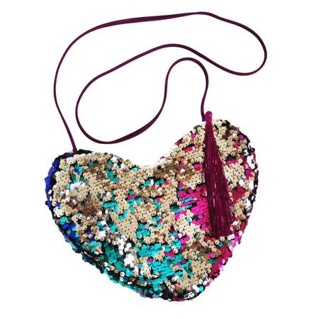 Upcycled Multicolor Sequin Heart Crossbody Bag | Lalipop Design | Wolf & Badger