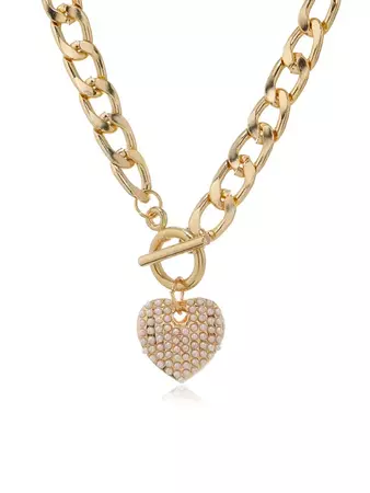 Faux Pearl Heart Pendant Link Chain Necklace In GOLDEN | ZAFUL 2024