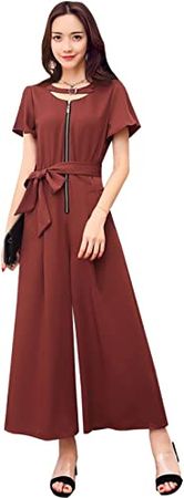Amazon.com: Tanming Women's Elegant Choker Neck Belted Wide Leg Rompers Jumpsuits : Clothing, Shoes & Jewelry