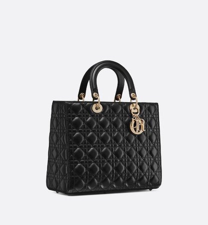 Large Lady Dior Bag Black Cannage Lambskin - Bags - Women's Fashion | DIOR