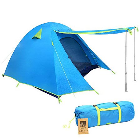Amazon.com : Weanas Professional Backpacking Tent 2 3 4 Person 3 Season Weatherproof Double Layer Large Space Aluminum Rod for Outdoor Family Camping Hunting Hiking Adventure Travel (Azure, 2-3 Person) : Sports & Outdoors