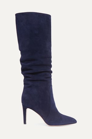 Gianvito Rossi Slouchy 85 Knee-high Suede Boots In Blue | ModeSens