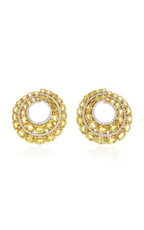 18K Gold, Yellow Sapphire and Diamond Earrings by Giovane | Moda Operandi