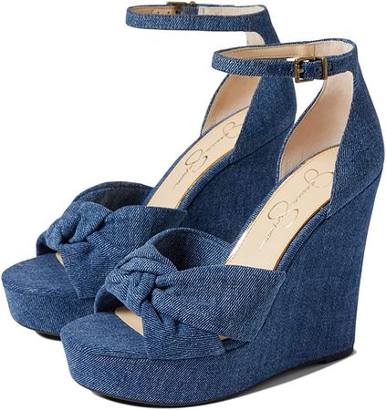 Amazon.com | Jessica Simpson Women's Tyssie Ankle Strap Wedge Sandal, Blue/Pewter, 5.5 | Platforms & Wedges