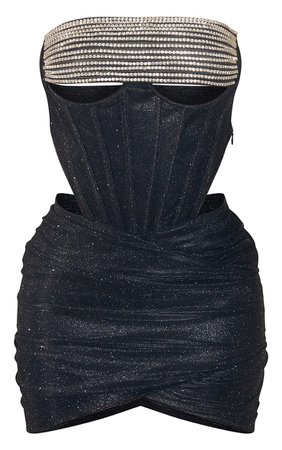 Shape Black Glitter Corset Detail Diamante Panel Bodycon Dress - Shape  Dresses - PLT Shape - Shop By.., PrettyLittleThing USA