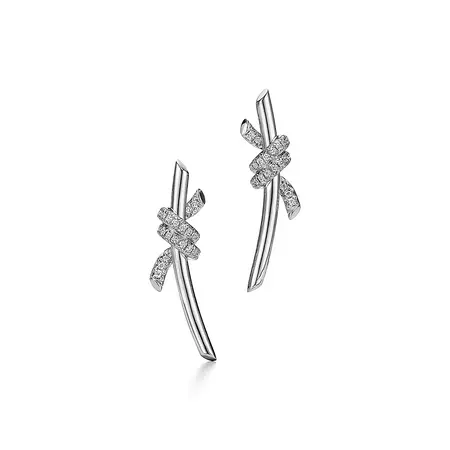 Tiffany Knot Earrings in White Gold with Diamonds | Tiffany & Co.