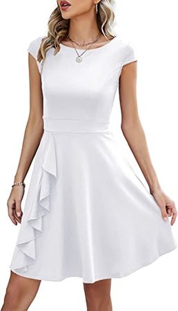 JASAMBAC Summer Swing A Line Dresses for Women Semi Formal Cocktail Fit and Flare Dress with Pockets at Amazon Women’s Clothing store