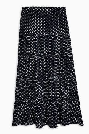 Navy Spot Tiered Midaxi Skirt | Topshop