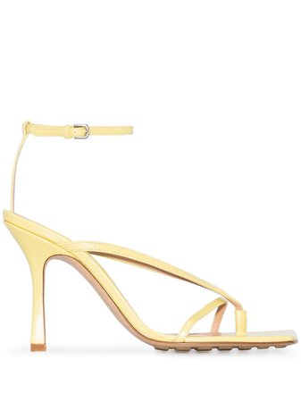 Shop yellow Bottega Veneta 90mm square-toe leather sandals with Express Delivery - Farfetch