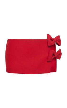 Bow-Embellished Wool-Silk Mini Skirt By Valentino | Moda Operandi