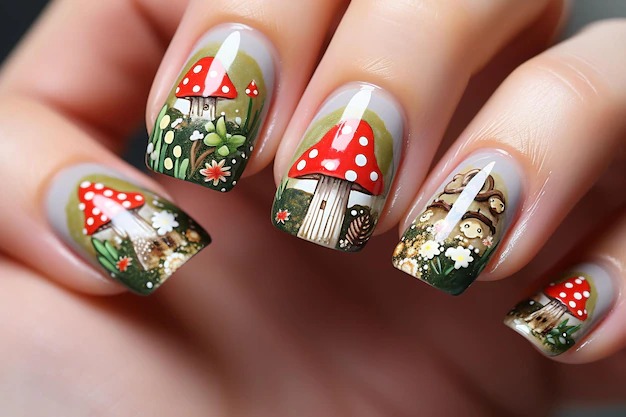 red mushroom nails