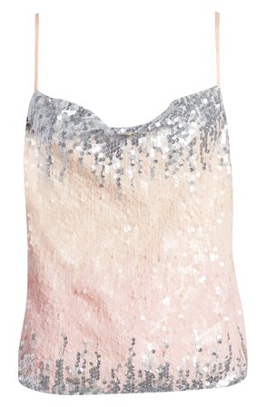 Endless Rose Colorblock Sequin Camisole Top pink