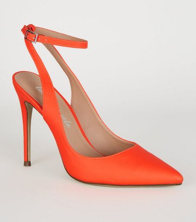 Orange Neon Slingback Stiletto Court Shoes | New Look