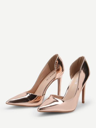Metallic Pointed Toe Stiletto Heels | SHEIN UK