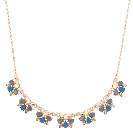 Floral Butterfly Necklace - Blue | Claire's US