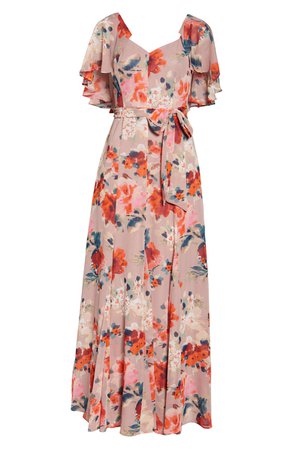 4si3nna floral burnout velvet maxi dress