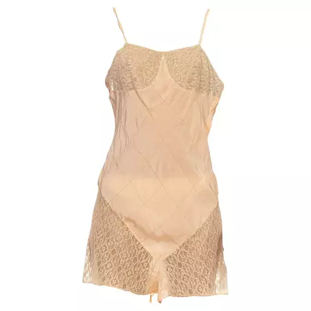 1930S Peach Silk and Lace Lingerie Romper For Sale at 1stDibs