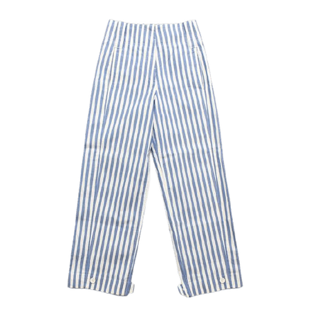 CELINE - COTTON STRIPED HIGH WAIST PANTS BLUE WHITE