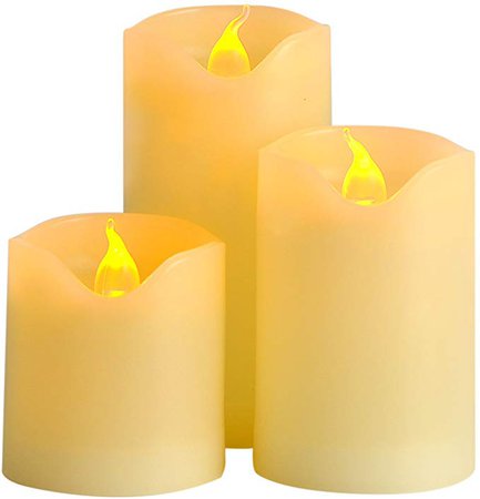Flameless Flikering Pillar Candles, LED Battery Operated Candle, Bar Kitchen Home Table Decor, Warm White Flame, Set of 3: Amazon.ca: Home & Kitchen