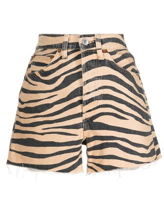 RE/DONE tiger-print denim shorts - FARFETCH
