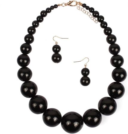 Amazon.com: KOSMOS-LI Large Style Big Imitate Pearl Strand Choker Necklace With Earrings Set: Clothing, Shoes & Jewelry